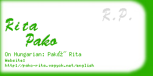 rita pako business card